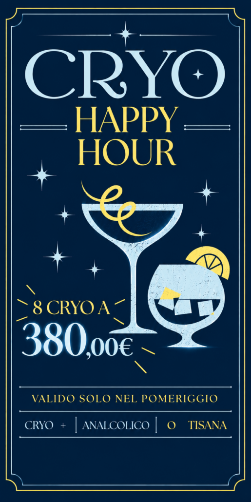 Cryo Happy Hour da Cryolife Roma EUR: 8 sedute di criocamera a 380 €, valido nel pomeriggio